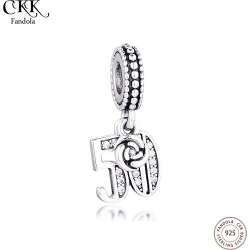 925 Sterling Silver 50 Years of Love Dangle Charms Beads Fits Pandora Bracelet Silver 925 Original Charmsy Women Jewelry Gift