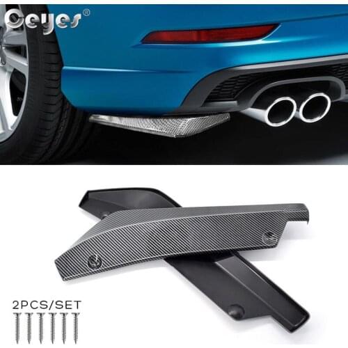 Ceyes Car Rear Bumper Carbon Fiber Lip Angle Splitters Diffuser Bumper Lip Spoiler Canards Wrap Angle Scratch Protector 2pcs
