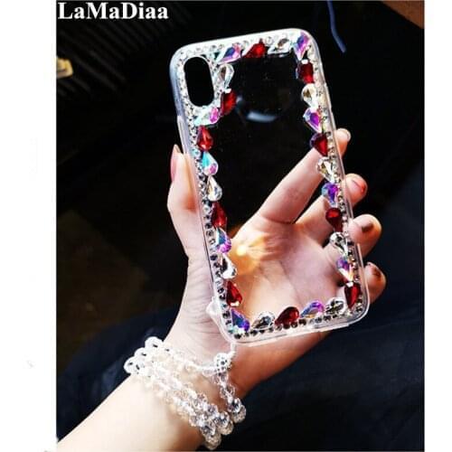 LaMaDiaa Rhinestone Case Diamond Glitter Bling Phone Cover Coque Fundas For Xiaomi Redmi 5 6 4X 4A 5A 6A 8A Note 4 5 6 7 8 4X 5A