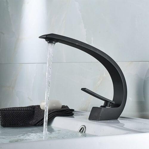 Black Bathroom Basin Faucet Brass Chrome Sink Mixer Tap Vanity Hot and Cold Water