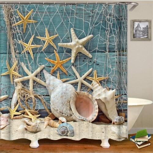 Dafield Beach Shower Curtain by The Sea Seaside Blue Ocean Nature Scenery Print Waterproof for Bathroom With Hooks