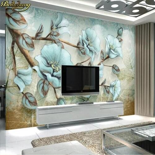 Beibehang Custom photo wallpaper mural flowers blossom retro flowers and birds modern minimalist abstract background wall