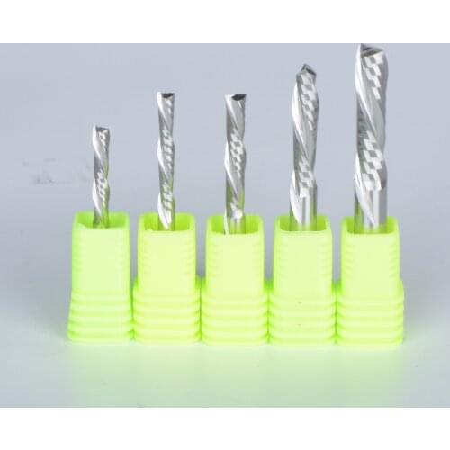 HONGZE 1pc AAA SHK 3.17mm 4mm 5mm 6mm left handed 2 spiral flute bits, Down Cut carbide endmill, Left-Handed spiral cutter