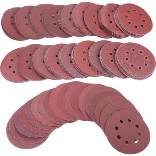 10pcs Round Sand Paper Adhesion 8-hole 125mm/5inch Grit Sanding Discs 40-3000 18 sizes Buffing Sheets Sander Polishing Pads