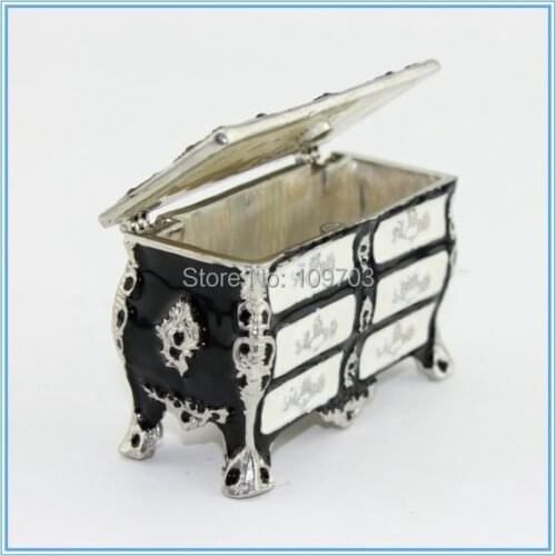 Stock Selling Square Desk Shape handmade Enamel Jewelry Trinket Box SCJ816