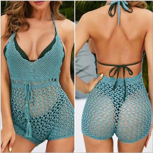 Hot Sale Free Shipping Women Sexy Crochet Bikinis Smock Handmade Knitted Cotton Swimwear Swimsuit Female Beach Sunscreen Dress