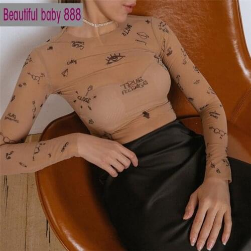 Meqeiss was thin and fashionable summer sexy tight-fitting one-piece top woman long-sleeved round neck print collar party dress