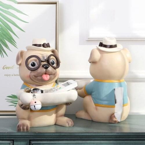 Cute Dog Resin Tissue Box Dinner Table Paper Towel Organizer Hotel Use Tissue Boxes Animal Ornaments Home Decoration Modern