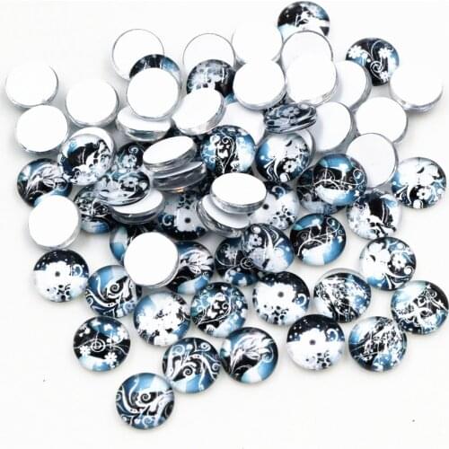 New Fashion Hot Sale 8mm -25mm Mixed Colors White Flower Style Handmade Photo Glass Cabochons