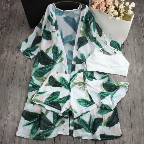 2019 New Female Four Piece Bikini Set Swimwear with Cover Up Bathing Suit Swimming Biquinis Sexy Swimsuit Swim Suits Beach Wear