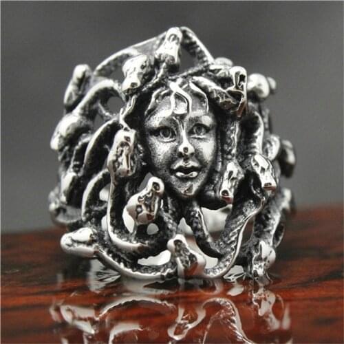 Newest 316L Stainless Steel Medusa Ring Mens Ring Band Party Cool Snake Medusa Ring