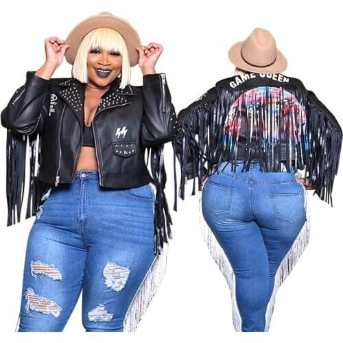 In Stock New Arrivals 2020 Fashion Fall Plus Size clothing Women Fashion Pu Leather Jackets Plus Size