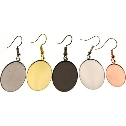 5Pairs 13x18mm 18x25mm Oval Cameo Setting Cabochon Earring Hooks Earring Cabochon Setting Bezel Base Blanks DIY Jewelry Findings