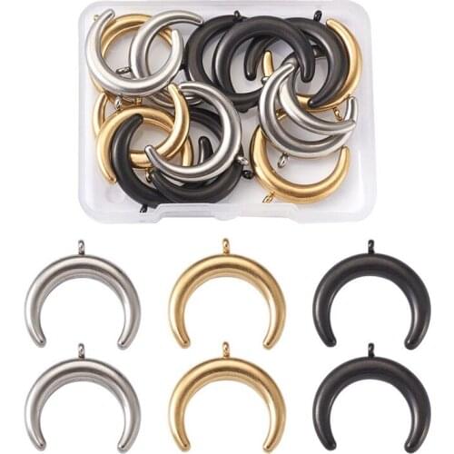 15pcs 304 Stainless Steel Pendants Double Horn/Crescent Moon for Jewelry Making DIY Bracelet Necklace Accessories Findings