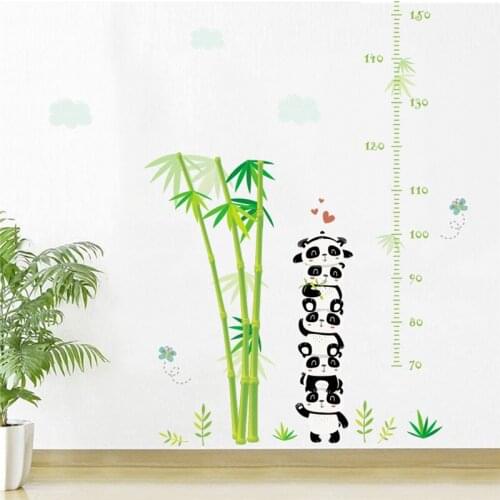 Grow With Cute Pandas Height Measure Wall Sticker For Kids Room Decoration Cartoon Animal Mural Art Diy Nursery Home Decals