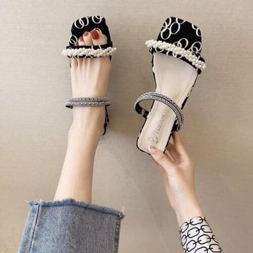 Fashion sandals women 2021 summer new comfortable latex tape hollow high-heel sandals crystal thick heels party slippers