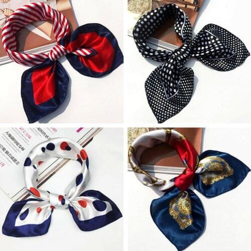 50X50CM Fashion Women Square Scarf All-match Wraps Elegant Floral Dot Spring Summer Head Neck Hair Tie Band Neckerchief
