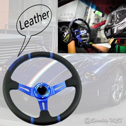 Spceddy MCX Universal 14" 350mm Racing Steering Wheel PVC Leather Red Spoke Sports Steering Wheel Car Accessories MC20S02201-25