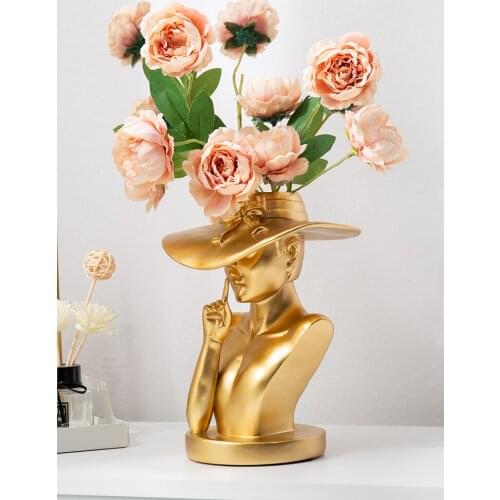 WSHYUFEI Dried flower decoration Goddess Vase Home decor Crafts Room decor Decoration salon Living room decoration Flower pot