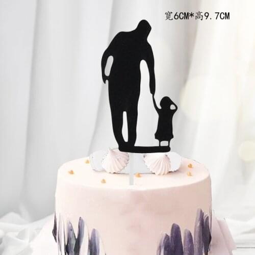 LOVE Dad with Baby Paper Cake Topper Dad Father Birthday Cake Topper for Fathers day Daddy Birthday Party Cake Decorations
