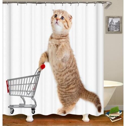 Pet Dog Cat Shower Curtain High Quality Boho Home Decor Washable Bath Curtains Bathroom Polyester Fabric Screen With Hooks
