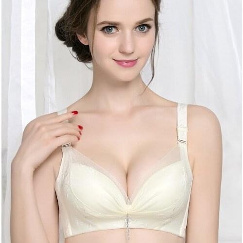 Womens seamless lace embroidery pattern adjustment thin bras for women plunge bralettle lingerie push up wire free bra