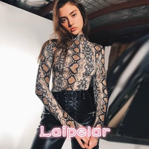 Women Tops Fashion Sexy Snakeskin Print Blouses Shirts Casual Turtleneck Long Sleeve Shirt Girls Blouse Blusas feminina