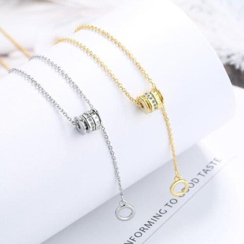 KOFSAC Fashion 925 Sterling Silver Necklaces For Women Jewelry ShinyZircon Geometry Cylinder Pendant Lady Valentines Day Gifts