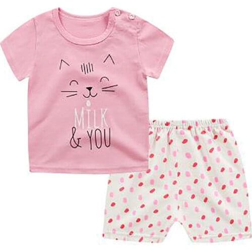 ZWF770 Good Quality Cotton Baby Sets Leisure Sports Boy T-shirt + Shorts Sets Toddler Clothing Baby Boy Girl Clothes 2-10 Years