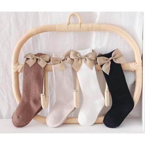 2 Pairs/ Lot Kids Baby Girls Socks with Bow Summer Thin Mesh Childrens Tube Socks Bowknot Princess Soft Breathable Socks