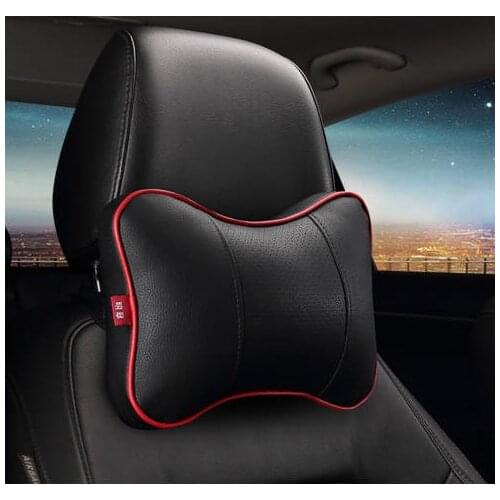 2018 New Brand 2PCS 3D Artificial Leather Car Neck Pillows Comfortable Universal Headrest Fit For Most Cars Fills Fiber