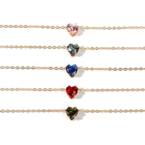 2020 New Hot Heart Rhinestone Choker Necklaces Love Heart Chain Necklace Invisible Chain Necklaces Pendants Collier Girl Gifts