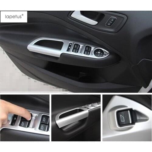 Lapetus Accessories For Ford Kuga / Escape 2014 - 2019 Inner Door Armrest Window Lift Button Protector Molding Cover Kit Trim