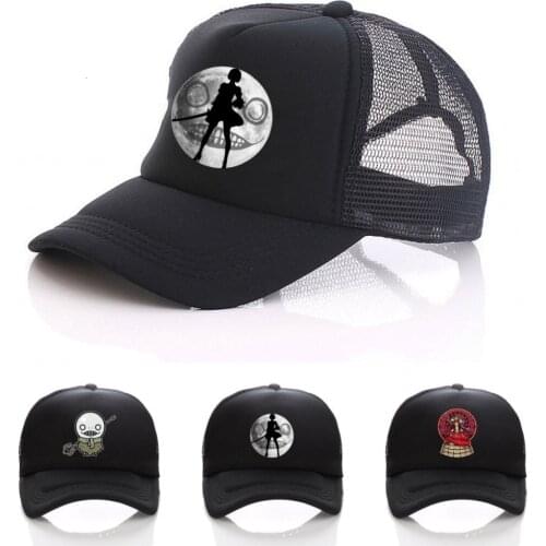 Anime NieR Automata YoRHa Logo Cosplay Mesh CAP Toptee Black Baseball adjusted snapback hat