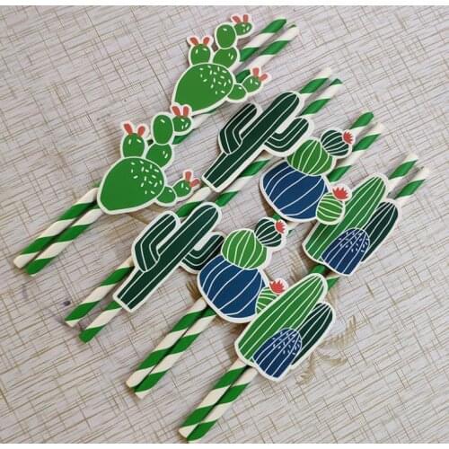 Biodegradable paper straws environmentally friendly color disposable DIY cactus juice straw birthday party wedding decoration SN