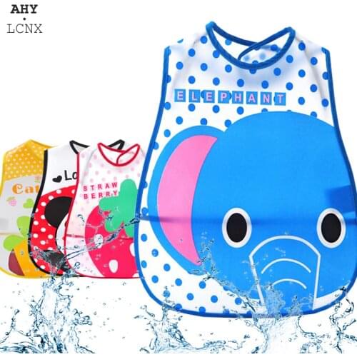 Baby Bib Adjustable Cartoon Elephant Animal Bibs Plastic Waterproof Infant Cartoon Feeding Bibs Cloth Children Baby Apron