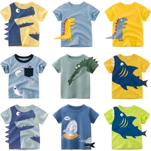 Summer Baby Boy Clothes Kids tshirt shark Cartoon Print Children Tee Shirt T-Shirts Infant Cotton Toddler Tops 2020 new spring