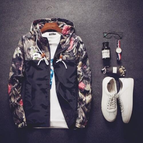 HERBALIFE 24 2021 Spring Windbreaker Casual Slim Handsome Sports Hoodies Camouflage Patchwork Fashion Clothing Hooded Coats