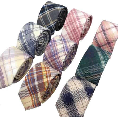 Business Casual Color Tie Classic Striped Lattice Series 6cm Cotton Neckties Lovely Style Garment Accessories