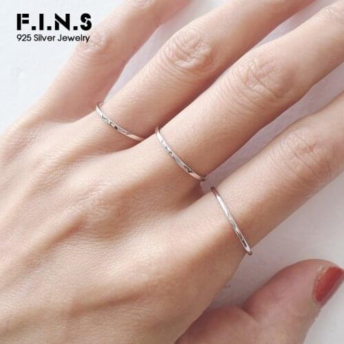 F.I.N.S Real 925 Sterling Silver Ring Minimalist Open Adjustable Ring Fashion Wedding Bands for Couples Fine Jewelry Female Ring