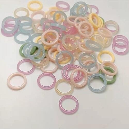 Korea 12 Colors Resin Acrylic Ring Vintage Transparent Colorful Rings Chic INS Color Ring Student Girl Heart Wave Ring Jewelry