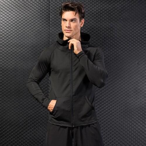 Fashion Men Autumn Winter Sports Jacket Fitness Running Training Long Sleeve Zipper Casual Hoodie Quick-drying Jacket Clothes