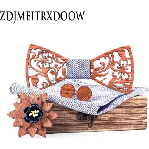 Fashion Wooden Bowtie Gentleman Bow Ties Handmade Silver grey Pattern Tie Party Bow Ties Butterfly Wooden Unique Tie for Man