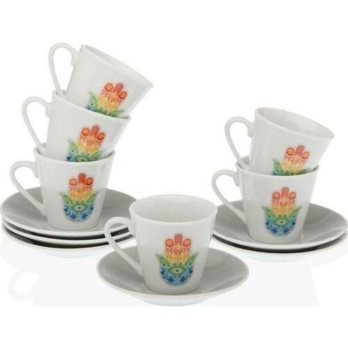 Piece Coffee Cup Set Hamsa Porcelain (12 Pieces)
