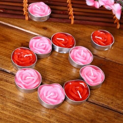12PCS Set Rose Tealight Candles Handmade Delicate Rose Flower Candles For Valentines Day Party Wedding Spa Home Decoration Gift
