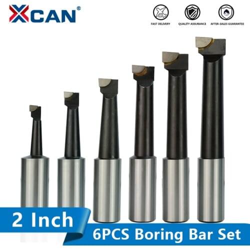 XCAN Boring Bar Set 6pcs Carbide Tipped Bars For 2 Inch 50mm Boring Head For Lathe Milling Cutter CNC Boring Tools