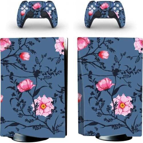 Flower Style PS5 Disc Edition Skin Sticker for Playstation 5 Console & 2 Controllers Decal Vinyl Protective Skins Style 2