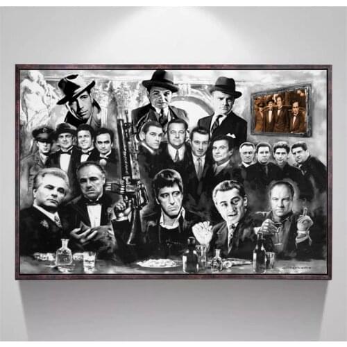 Classic Movie Gangsters Godfather Scar face Art Poster Canvas Painting Wall Picture Posters and Prints for Living Room Decor