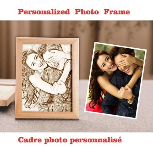 Personalized Woodcut Photo Frame Decoration Creative Custom Engraved Wood Picture Festival Wedding Souvenir Christmas Gifts