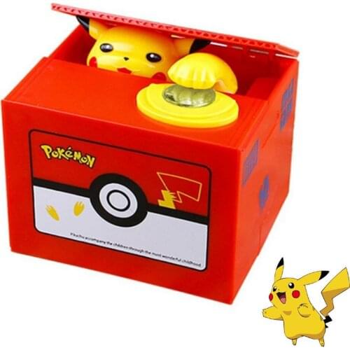 Pokemon Anime Figures Pikachu Electronic Plastic Money Box Steal Coin Piggy Bank Toys Model Children Doll Action Figurals Gift